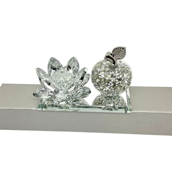 Crystal Lotus Flower & Glass Apple Decor - Picture 4 of 6